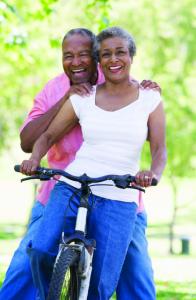 Senior couple on cycle ride